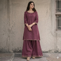 Zoya Plum Embroidered Raw Silk Co-Ord Set