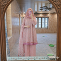Pastel Pink Floral Gathered Tunic Co-Ord Set – Premium Modest Wear